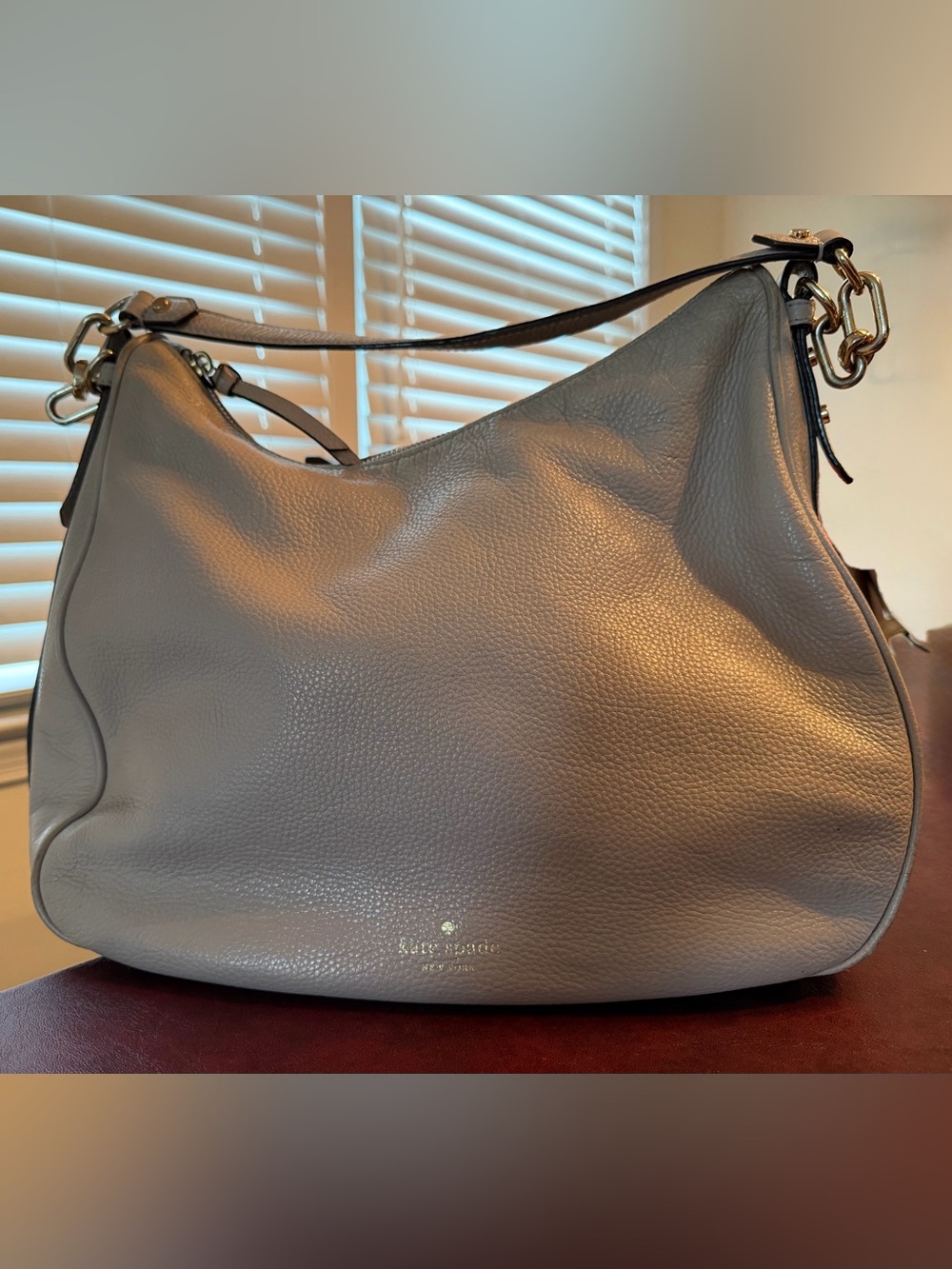kate spade Pebbled Gray Leather Shoulder Hobo